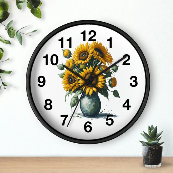 Sunflower clock Decor Sunflower interior clock Flowers design home decor Wall Clock