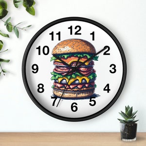 Burger clock Love burger decor clock Wall design interior burger Wall Clock