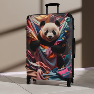 Süßes Panda-Print-Gepäck, verspielter Reisekoffer, einzigartige Handgepäck-Tasche, Tierliebhaber-Accessoires, lustige Urlaubsutensilien