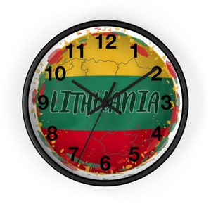 Lithuania clock Lietuva clock Lithuania decor design Lithuanian flag colour decor Wall Clock