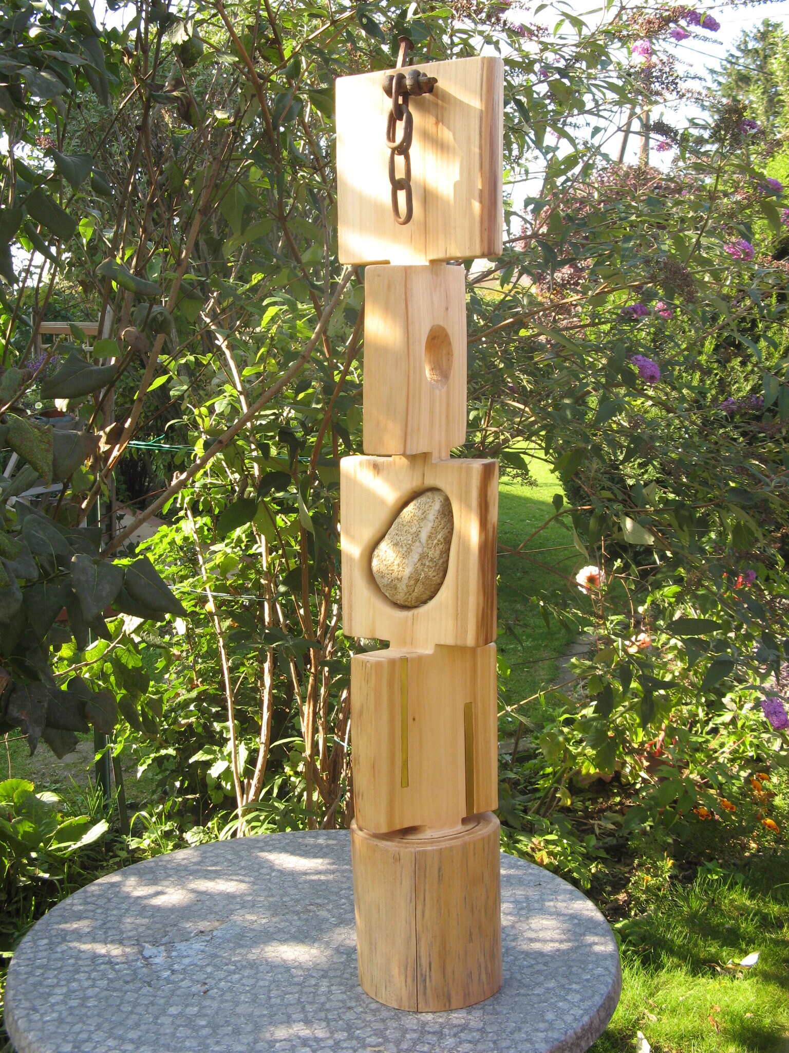 Blumensäule Holz Rund  Teakholz Deko-Säule 3 Größen