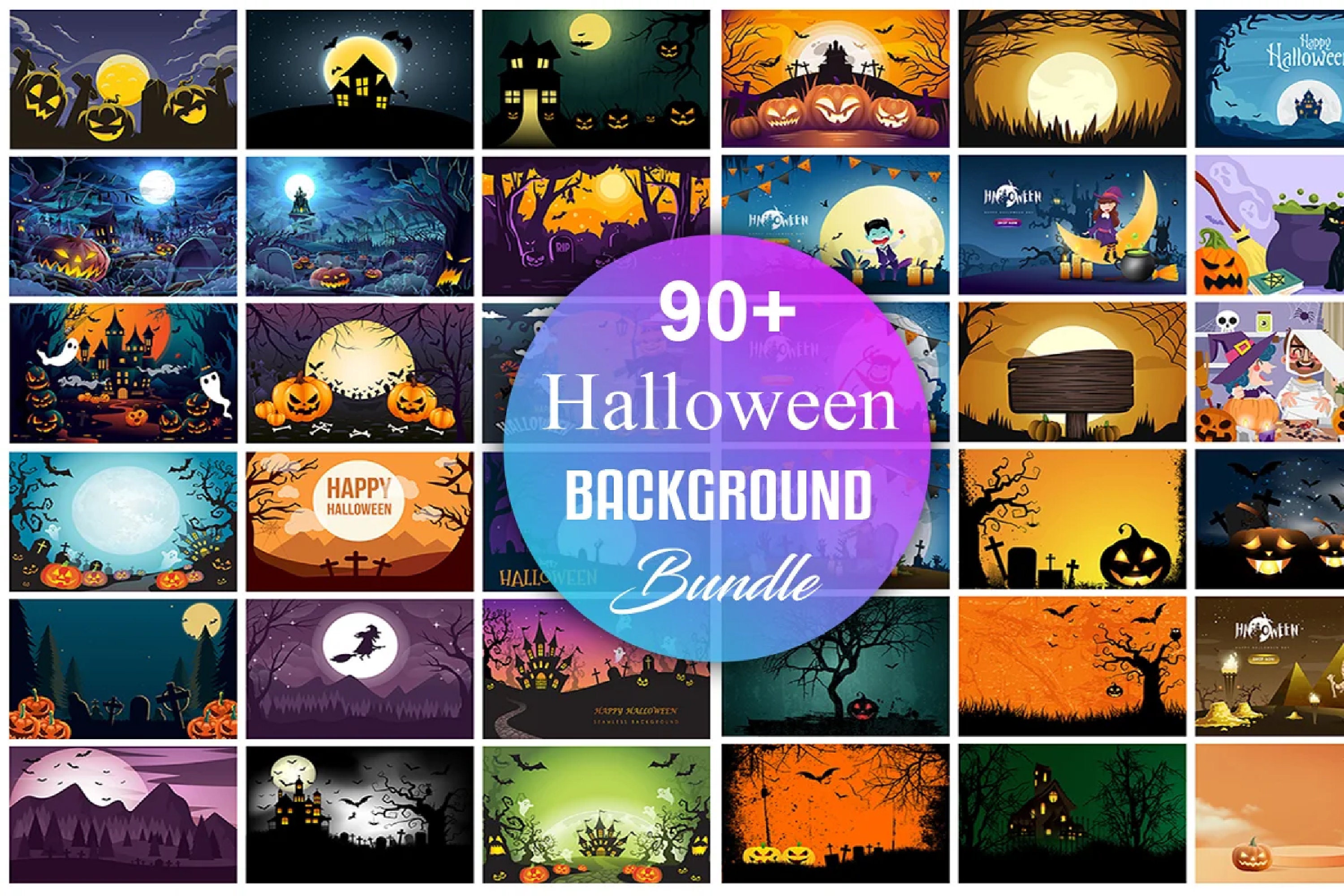 Halloween Background Bundle Halloween Digital Paper Scenes - Etsy