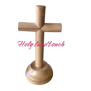 Cross Standing Olive Wood Hand Made Holy Land Jerusalem Blessed Gift