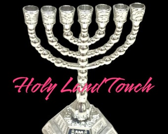 Jewish Menorah Star of David 7 Branch Silver Hanukkah Israel Jerusalem Holy Land