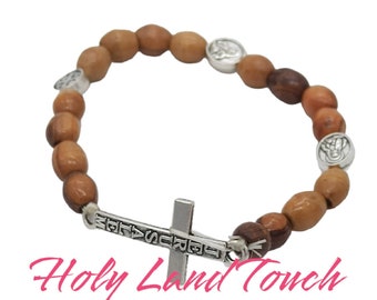 Rosary Olive Wood Bracelet Hand Made Beads Cross Catholic Jerusalem Holy Land  Blessed Christian