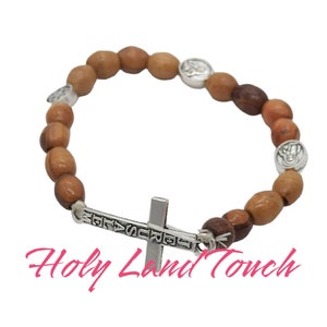 Rosary Olive Wood Bracelet Hand Made Beads Cross Catholic Jerusalem Holy Land  Blessed Christian