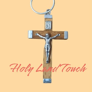 Silver Olive Wood Cross Pendant Necklace Hand Made Holy Land Jerusalem
