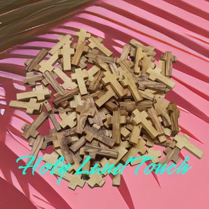 100 Pcs of Cross Olive Wood Rosary For Necklace Pendants Hand Made Holy land Bethlehem Jerusalem
