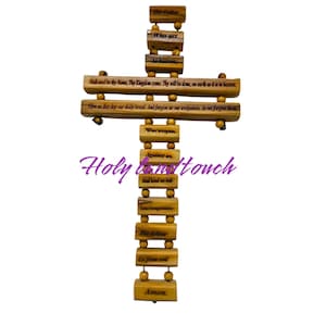 9-Zoll-Unser Vater Unser Lord&#39;s Prayer Wandbehang Kreuz Olivenholz Heilige Land gesegnet
