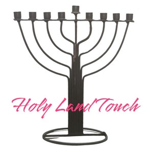 Menorah Star of David 9 Branch Jewish Vintage Mocha Coler Metal Hanukkah Israel Jerusalem