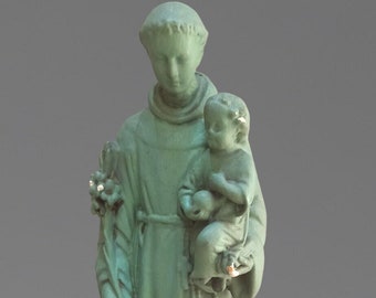 St Anthony Holy Figurine Statue Child Jesus Christ Vintage Saint Plaster 17 inch