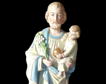 Antique Saint Joseph Figurine: Holy Land Religious Art, 33cm