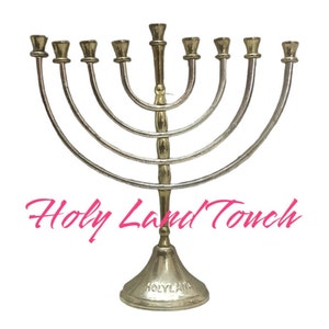 Antique Menorah Star of David 9 Rotating Jewish Branch Hanukkah Israel  Jerusalem Metal