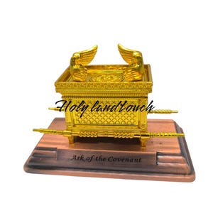 Medium Replica Golden Ark of the Covenant on Copper Base Jewish Jerusalem