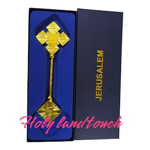 Jerusalem Blessing Hand Cross: Golden Metal Christian Gift