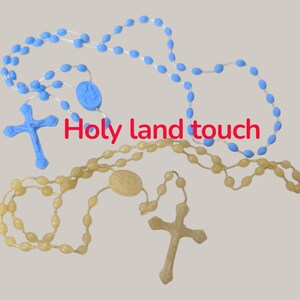 Vintage Catholic Rosaries: Blue & Beige Plastic Prayer Beads, Religious Gift