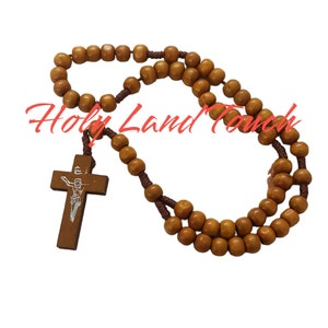 6x Rosary Olive Wood Brown Holy Land Jerusalem Jesus Cross Bless Handmade Christian