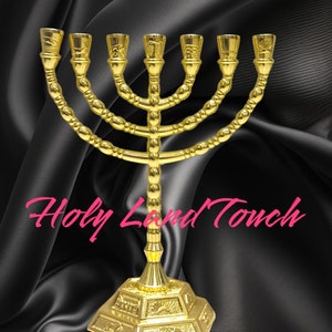 Menorah 7 Branch Jewish Gold Color Hanukkah Israel Jerusalem Holy Land
