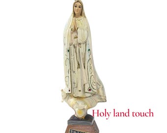 Estatua antigua de Nuestra Señora de Fátima: pieza de altar de la Santísima Virgen María pintada a mano de 28 cm (11 pulgadas).