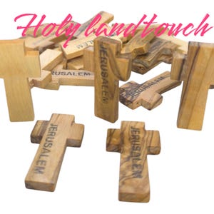 100 Pcs of Cross Olive Wood Jerusalem  Rosary For Necklace Pendants Handmade Holy land Bethlehem