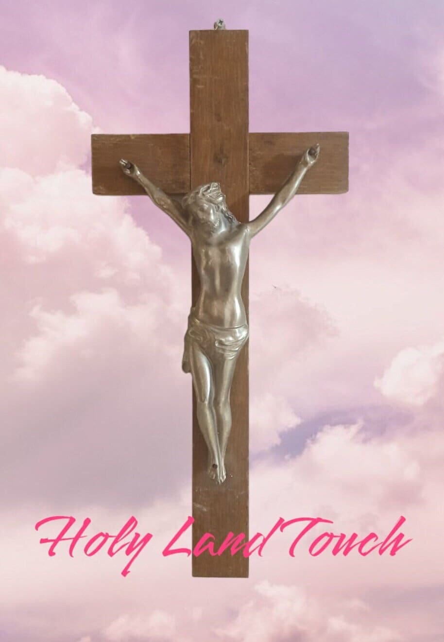 Handmade Antique Crucifix: Large Wooden Cross with Metal Jesus