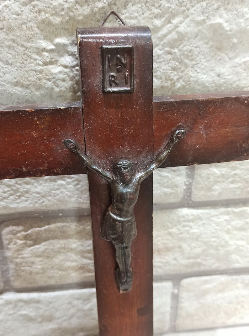 Antique Cross of Old Wood Jesus Crucified in Metal INRI Holy - Etsy