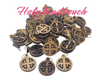50 piezas de cruces de madera de olivo hechas a mano, collar con colgante, cruces de rosario, Tierra Santa