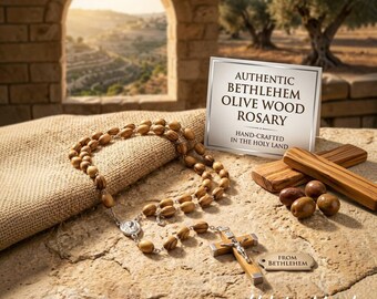 Olive Wood Rosary Hand Made with Blessing Soil from Jerusalem Holy Land