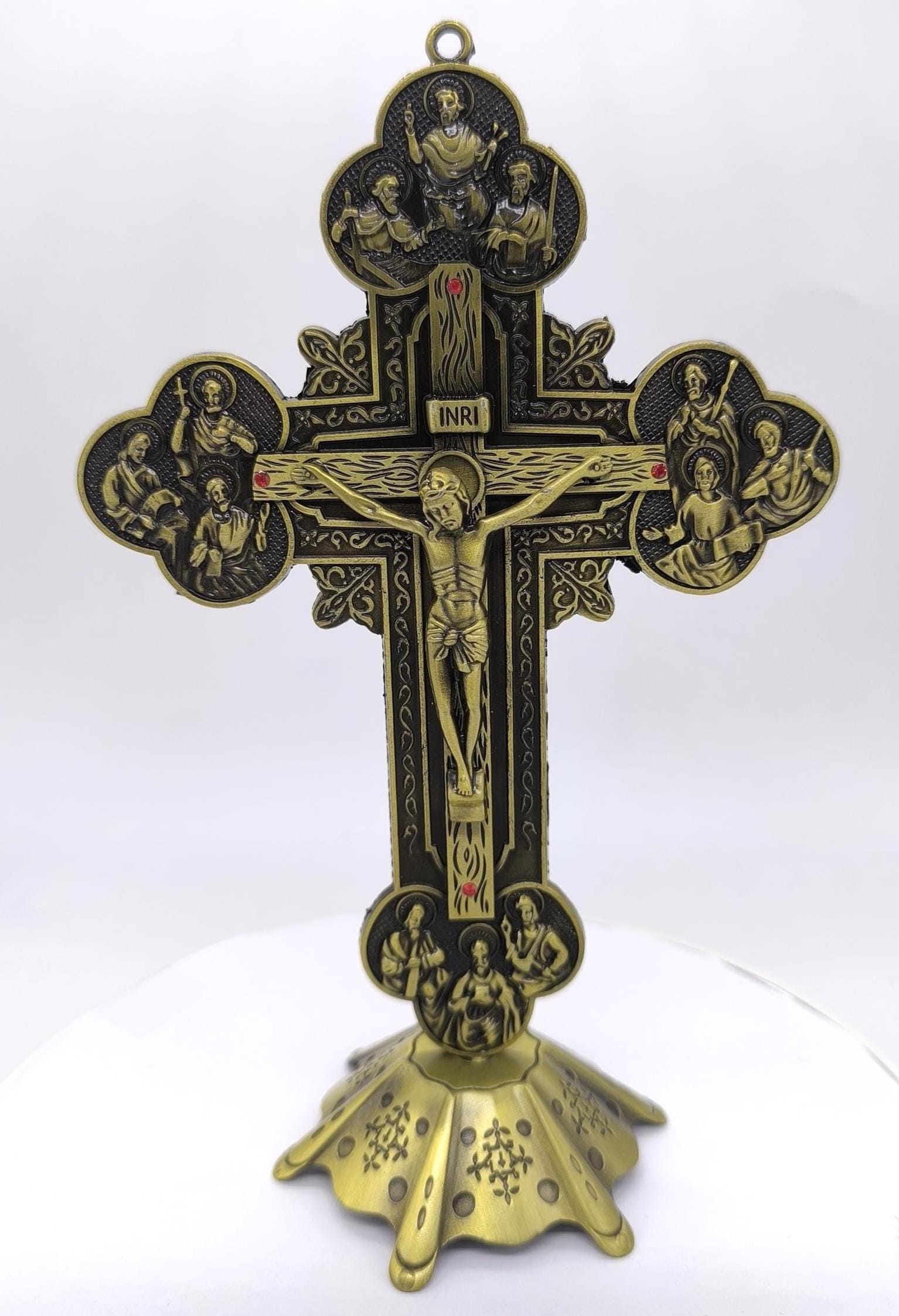 十字架と使徒 アンティーク 十字架 クロス 真鍮 キリスト 十二使徒 | antiques-educo