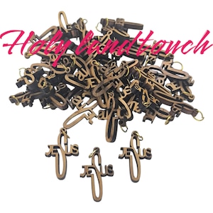 50 Pcs Olive Wood Crosses of Jesus Holy Land Jerusalem Hand Made Rosary Necklace