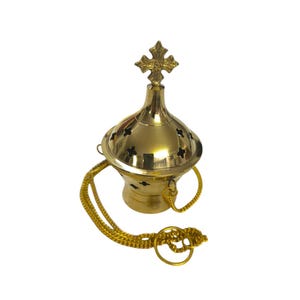 Handmade Brass Orthodox Incense Burner: Jerusalem Hanging or Tabletop Decor