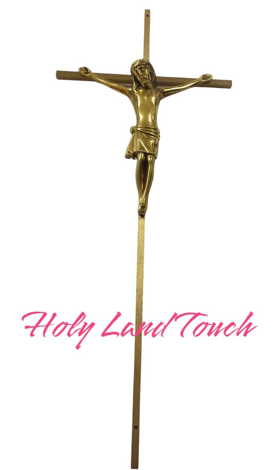 Antique Brass Cross Crucifix Jesus Christ Religious Large from Church Wall