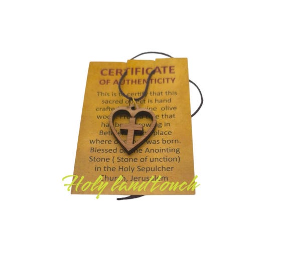 AMPALS Braccialetto con perle d'ulivo fatto a mano a Gerusalemme, nella sua scatola di carta Kraft,RegaloBattesimo,Comunione,Feste cristiane,Nascita,Compleanno,Protezione auto,Casa, 10 centimeters