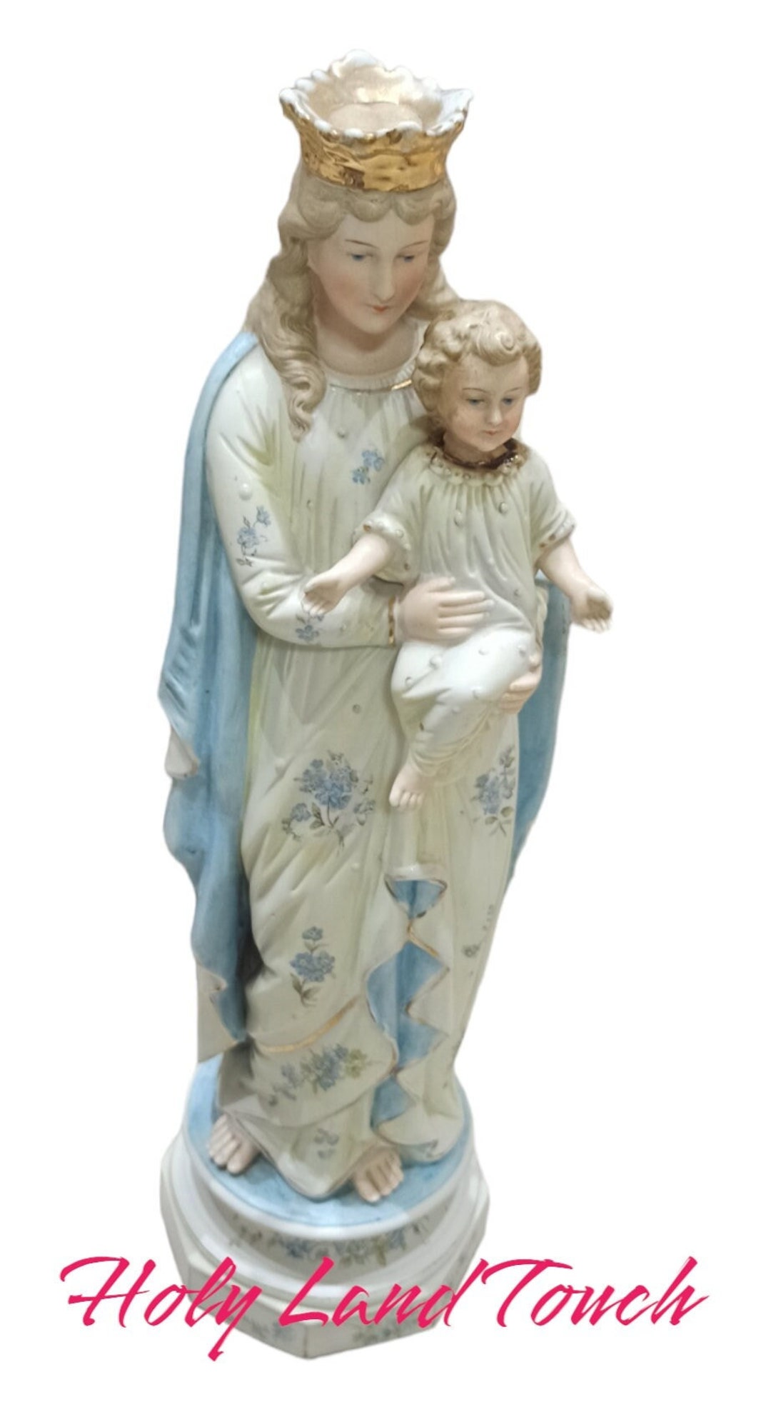 Bisque Porcelain Antique Madonna Virgin Mary Child Jesus Chapel Altar ...