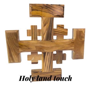 Handmade Olive Wood Terra Sancta Cross: Jerusalem Holy Land Gift