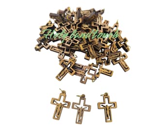 50 Cruces Crucificadas de Madera de Olivo, Collar Hecho a Mano, Cruces Rosario Tierra Santa