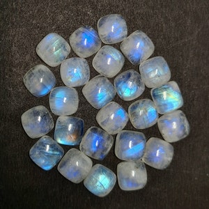 Natura lCalibrated Rainbow Moonstone Cabochon Cushion Shape Gemstone 7 mm To 15 mm