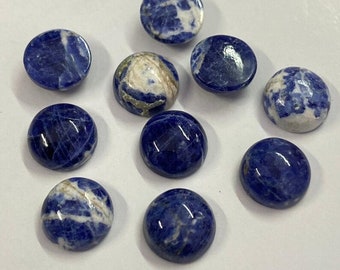 Natural Sodalite Cabochon, Round Shape Calibrated Sodalite Gemstone, 3 mm To 15 mm use in Jewellery