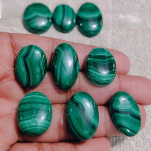 Natural Calibrated Malachite Oval Cabochon, Malachite Gemstone, 5X7 mm To 12X16 mm For Jewelry Making
