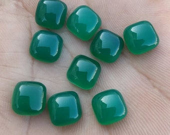 Green Onyx Cushion Cabochon Green Onyx Gemstone 7 mm To 15 mm