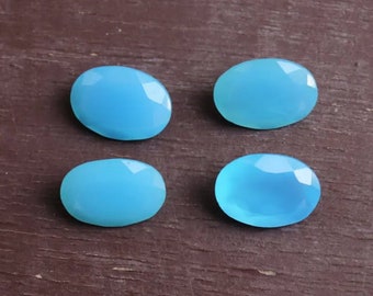 Natural calibrated Blue Chalcedony Oval Faceted Cut Blue Chalcedony Gemstone 5X7 mm To 12X16 mm