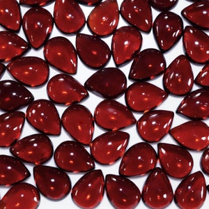 Natural Red Garnet Cabochon, Pear Shape Garnet Gemstone 5X8 mm To 10X14 mm