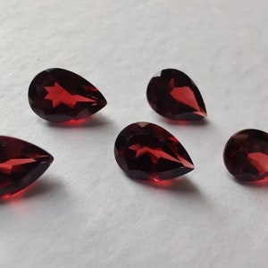Natural Red Garnet Faceted, Pear Shape Gemstone 5X8 mm To 10X14 mm