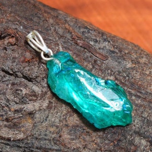 Aura Quartz Raw Pendant, 925 Sterling Silver Pendant, Gemstone Pendant