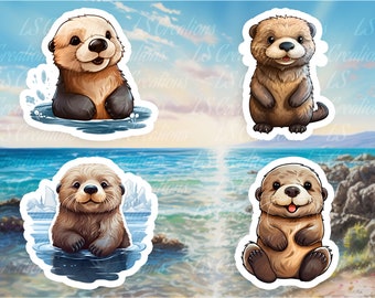 Sea Otter Sticker Sheet Cute Sea Otter Sticker Adorable Sea Otter Sticker Charming Gift Sea Otter Cute Gift Sea Otter 001-004