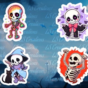 Skeleton Sticker Sheet Spooky Skeleton Sticker Charming Skeleton Sticker Cute Skeleton Sticker Gift Skeleton 001-004