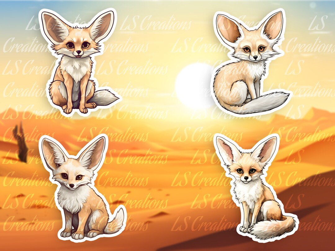 Fennec Fox Sticker Sheet Cute Fennec Fox Stickers Happy Fennec Etsy