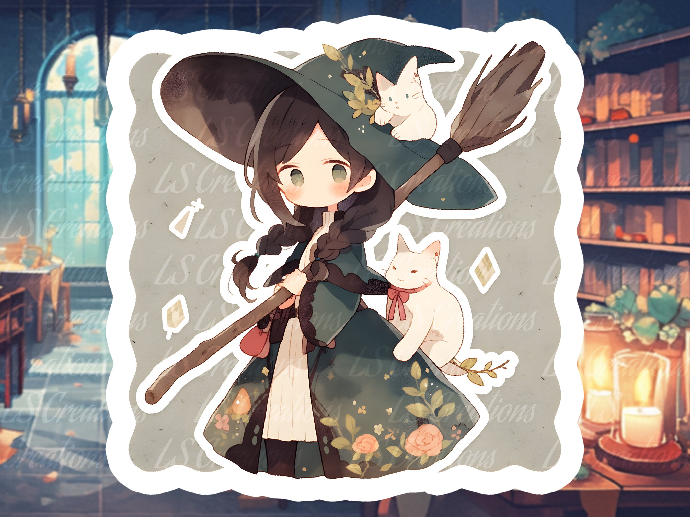 Witch Sticker Sheet Cute Witch Sticker Anime Witch Sticker Charming ...