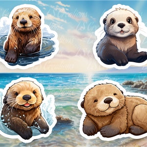 Sea Otter Sticker Sheet Cute Sea Otter Sticker Adorable Sea Otter Sticker Charming Gift Sea Otter Cute Gift Sea Otter 005-008