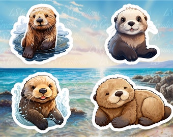 Sea Otter Sticker Sheet Cute Sea Otter Sticker Adorable Sea Otter Sticker Charming Gift Sea Otter Cute Gift Sea Otter 005-008